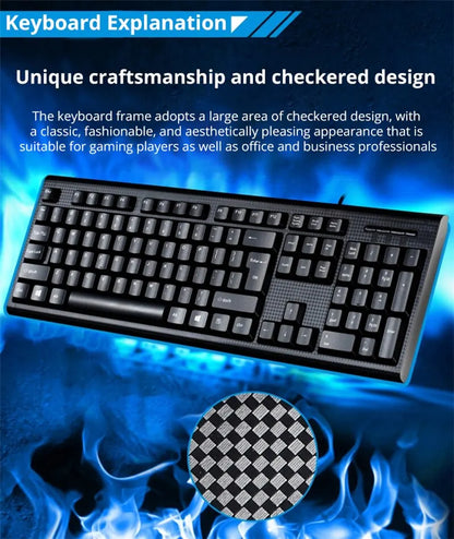 Q9 Einzelne Tastatur, USB-Square-Mouth-Anschluss, für Business, Büro und Zuhause, PS2-Rundanschluss, kabelgebunden, für Desktop-Computer