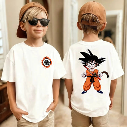 Anime Dragon Ball Cosplay T-Shirt Cotton Short Sleeve Tops Casual Loose Retro T-Shirt Men Women Family Matching Summer Outfits
