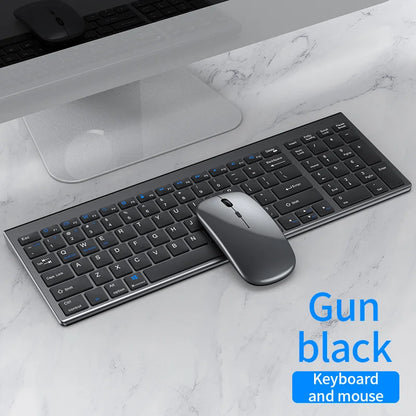 Conjunto de teclado e rato sem fios JOMAA Bluetooth e USB 2.4G para portátil, computador e iPad, combo recarregável e silencioso