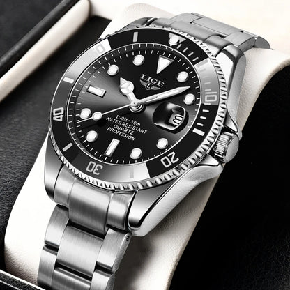 LIGE Herrenuhr – Quarz-Chronograph, wasserdicht, lässiger und professioneller Stil, luxuriöses Modeaccessoire einer renommierten Marke.