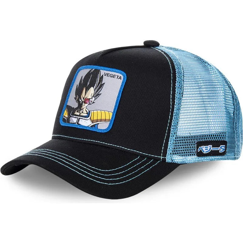 „Dragon Ball“ Son Goku kepurė, vasarinė kelioninė kepurė su snapeliu, vyriška siuvinėta hip-hop stiliaus kepurė su saulės skydeliu, reguliuojama „trucker“ stiliaus tinklinė kepurė