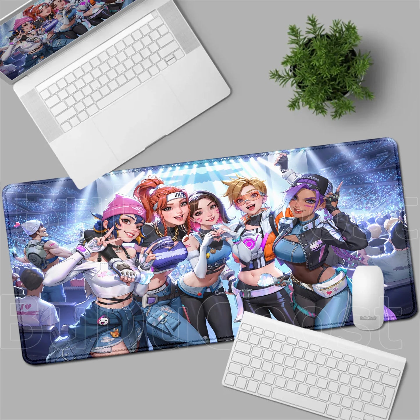 Геймърски пад за мишка Overwatch Anime Girl, голям XXL, HD печат, постелка за компютърна клавиатура, лаптоп и офис, мека гумена подложка за бюро, 900x400 MM