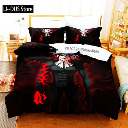 Black Clover Bettwäsche-Set Einzel Doppel Full Queen King Size Anime-Bettbezug-Set für Erwachsene und Jungen 2024 Deckenbezug Kissenbezug