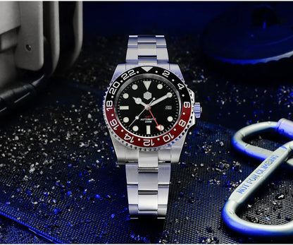 San Martin Luxury GMT Hangzhou 6460 Men's Automatic Mechanical Watch Business Sports Waterproof 200m Sapphire Full Luminous SN0016