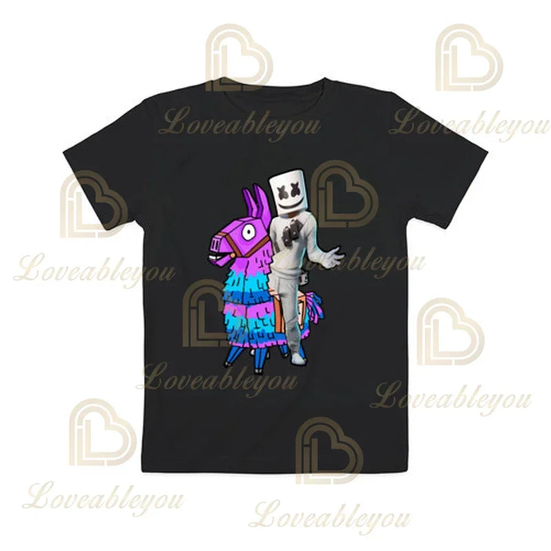 T-shirt cartoon per ragazzi e ragazze Fortnite Battle Royale 3D, 3-14 anni, Victory Royale, top da gioco per bambini e adolescenti
