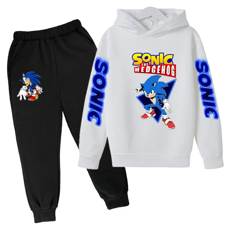 Kids Supersonic Clothing Jogging Blue Sweatshirt Top Coat+Pants Two-piece set Hoodie Boys Girls3-12Yrs Clothes Casual Sports Set