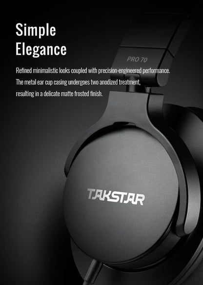 TAKSTAR PRO 70 Professionelle Studio-Monitoring-Kopfhörer – Geschlossenes kabelgebundenes Over-Ear-Headset für Musikproduktion, DJ, Gaming & Recording