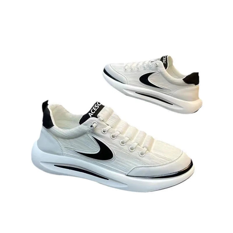 Comfortable Breathable Mesh Sports Shoes, Men's Casual Style, Lightweight Versatile Plain Color, Spring Summer Autumn Seasonal Wear