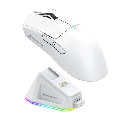 Attack Shark X11&R1 -kolmitilainen Bluetooth-langaton hiiri latausalustalla, RGB-valaistus, ergonominen ja kevyt PC-pelitarvike