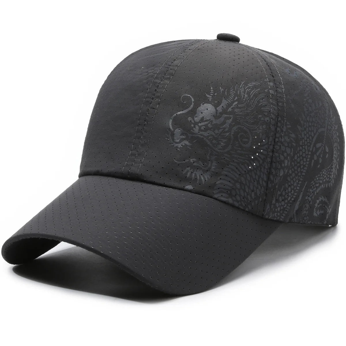 Casquette de baseball à imprimé dragon, casquette de sport d'été pour la protection solaire en extérieur à séchage rapide, casquette à visière plate décontractée pour homme et femme