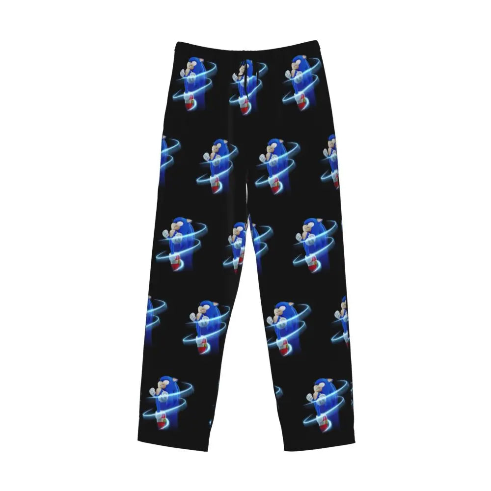 Custom Print Men's Soniced Pajama Pants Hedgehog Game Sleepwear Sleep Lounge Bottoms with Pockets