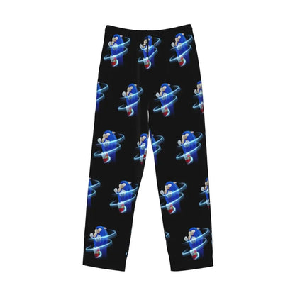 Custom Print Men's Soniced Pajama Pants Hedgehog Game Sleepwear Sleep Lounge Bottoms with Pockets