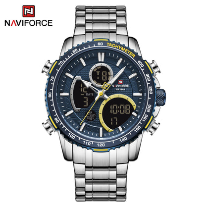 NAVIFORCE sporthorloge voor heren – Origineel luxe polshorloge van roestvrij staal, waterdicht militair model met dubbele weergave