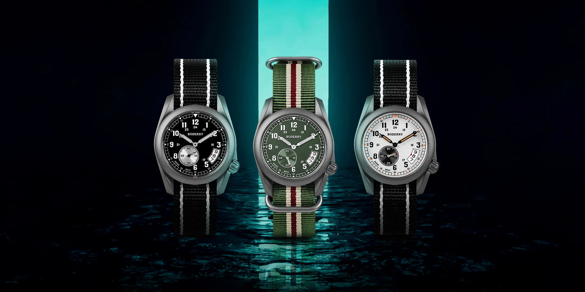 Boderry Field Watch Titanium Quartz Watches VOYAGER 38 Mens 100M Waterproof Clock Military Sport Luminous Business Wristwatch
