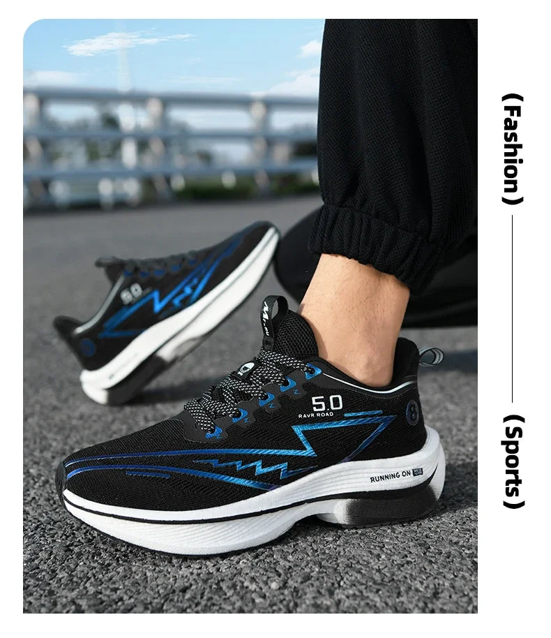 Men's Sport Shoes Professional Cushioned Carbon Plate Running Shoes Breathable Lace-up Casual Sneakers Marathon Athletic Footwear