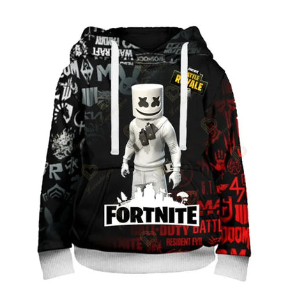 Fortnite-fanien huppari 3D Battle Royale -printillä – cosplay Victory -painettu huppari miehille, naisille ja lapsille, hupullinen streetwear-collegepaita
