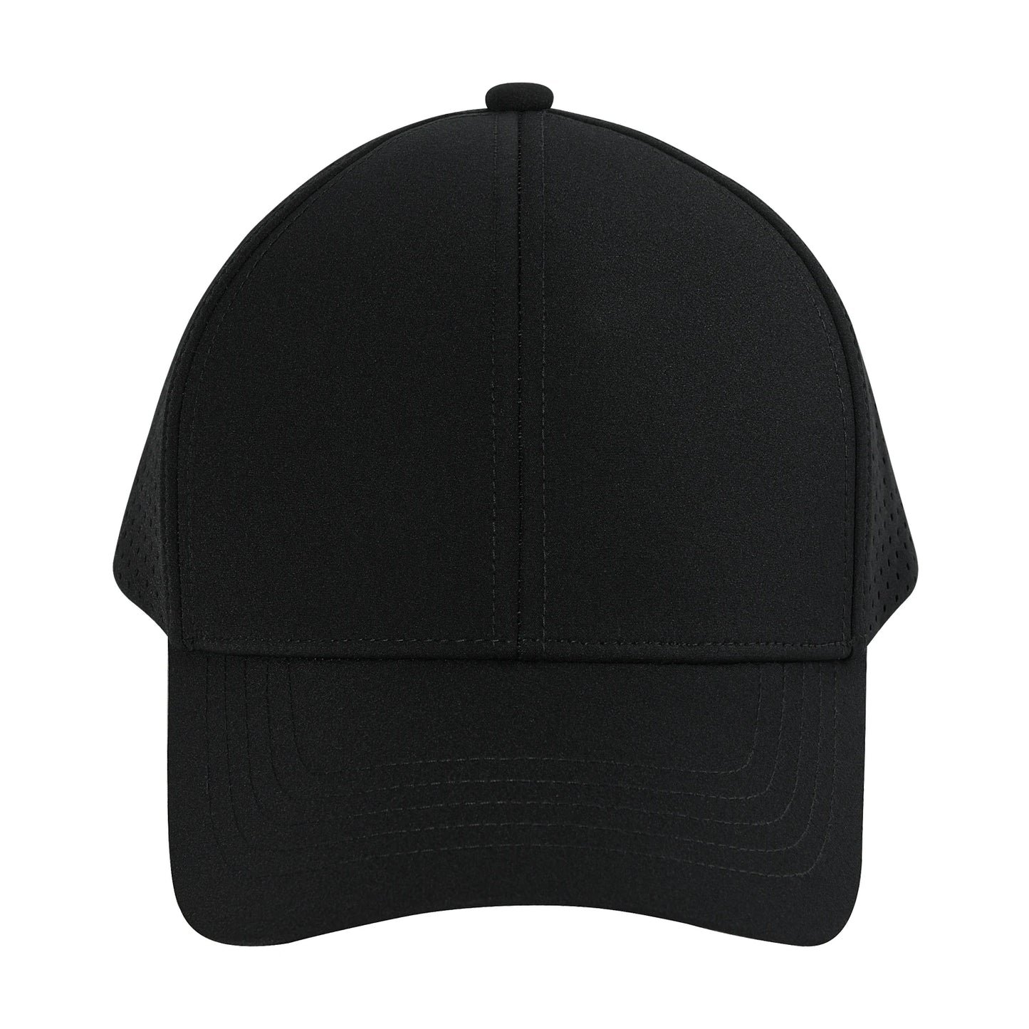 VOBOOM Men Quick Dry Baseball Cap Laser Cut Mesh Ball Curved Brim Snapback Hat Outdoor Running Travel Black Hat