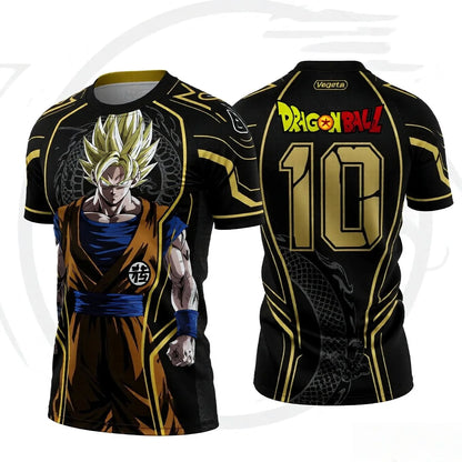 2026 Summer Dragon Ball Retro Fitness T-shirt Men's Oversized 3D Printed Short-sleeved Family Unisex Children's Sports Shirt