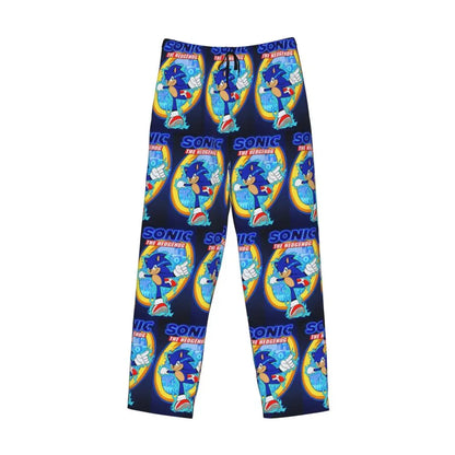 Custom Print Men's Soniced Pajama Pants Hedgehog Game Sleepwear Sleep Lounge Bottoms with Pockets