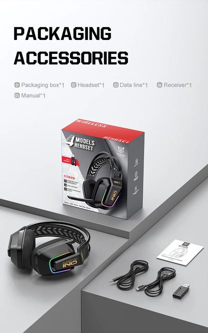 Auriculares gaming inalámbricos ONIKUMA GT828 Bluetooth 5.3 RGB con micrófono, cancelación de ruido y conexión de 4 modos para PC, PS5 y portátil