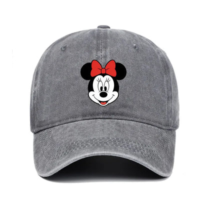 Unisex Vintage Washed Mickey Minnie Print Baseball Cap for Men Women Cartoon Trucker Hat Adjustable Snapback Casual Hip Hop Hat