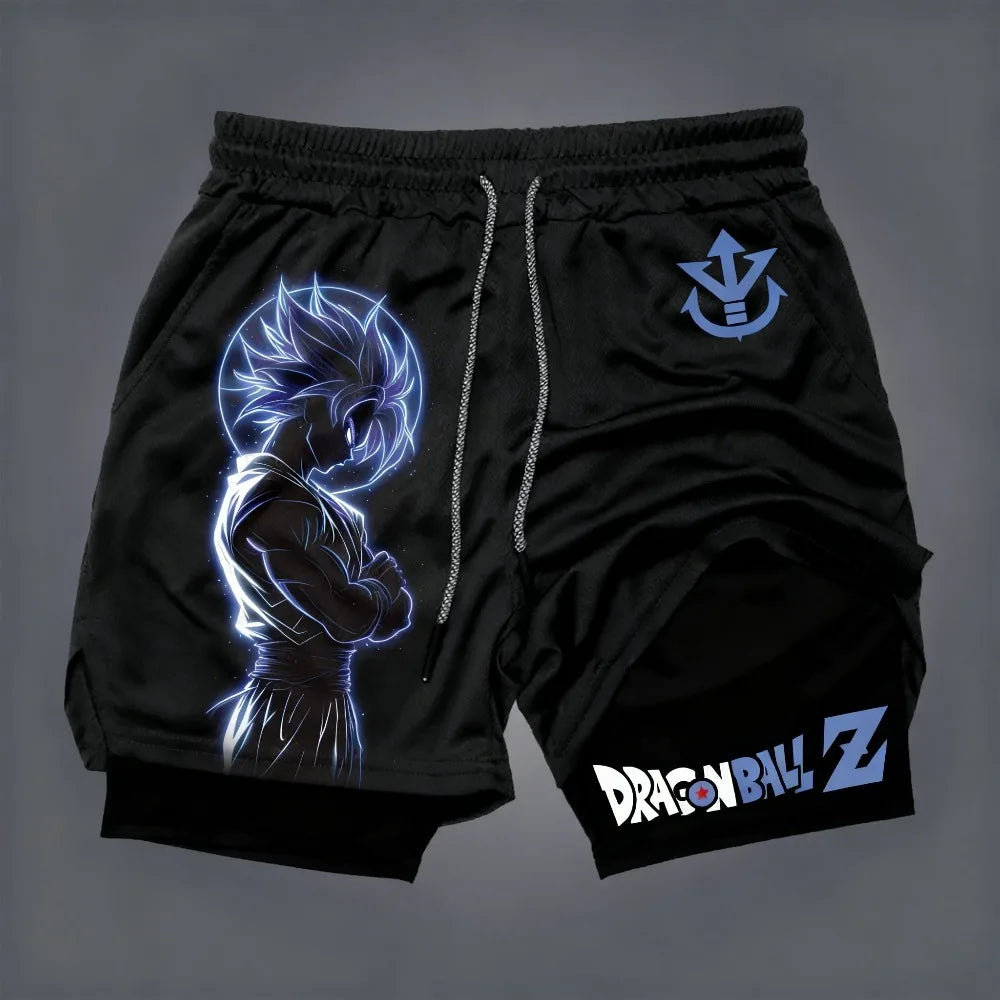 Dragon Ball Z Super Saiyan Goku Anime Print 2026 Summer New Unisex Loose Sports Breathable Quick Drying Double-layer Shorts