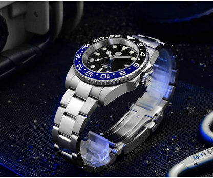 San Martin Luxury GMT Hangzhou 6460 Men's Automatic Mechanical Watch Business Sports Waterproof 200m Sapphire Full Luminous SN0016