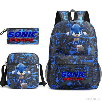 Sonic Backpacks Student School Bags for Teen Men Women Tote Bag Clutch Pocket Nylon Backpacks Travel Mochilas