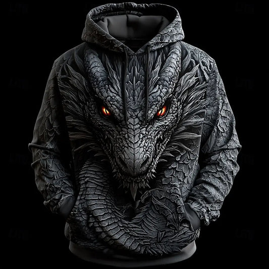 Men's Dragon Graphic 3D Hoodies Sweatshirts Cool Daily Long Sleeve Crew Neck Party Holiday Streetwear Fall Winter Tracksuit Coat