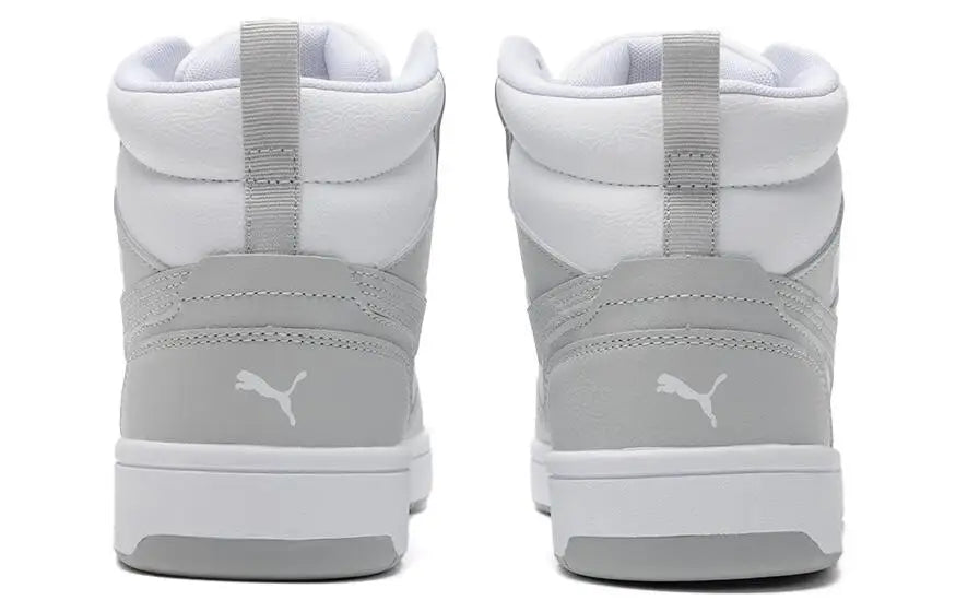 Baskets Puma Rebound Mid, couleur gris cendré et blanc, modèle 392326-05.