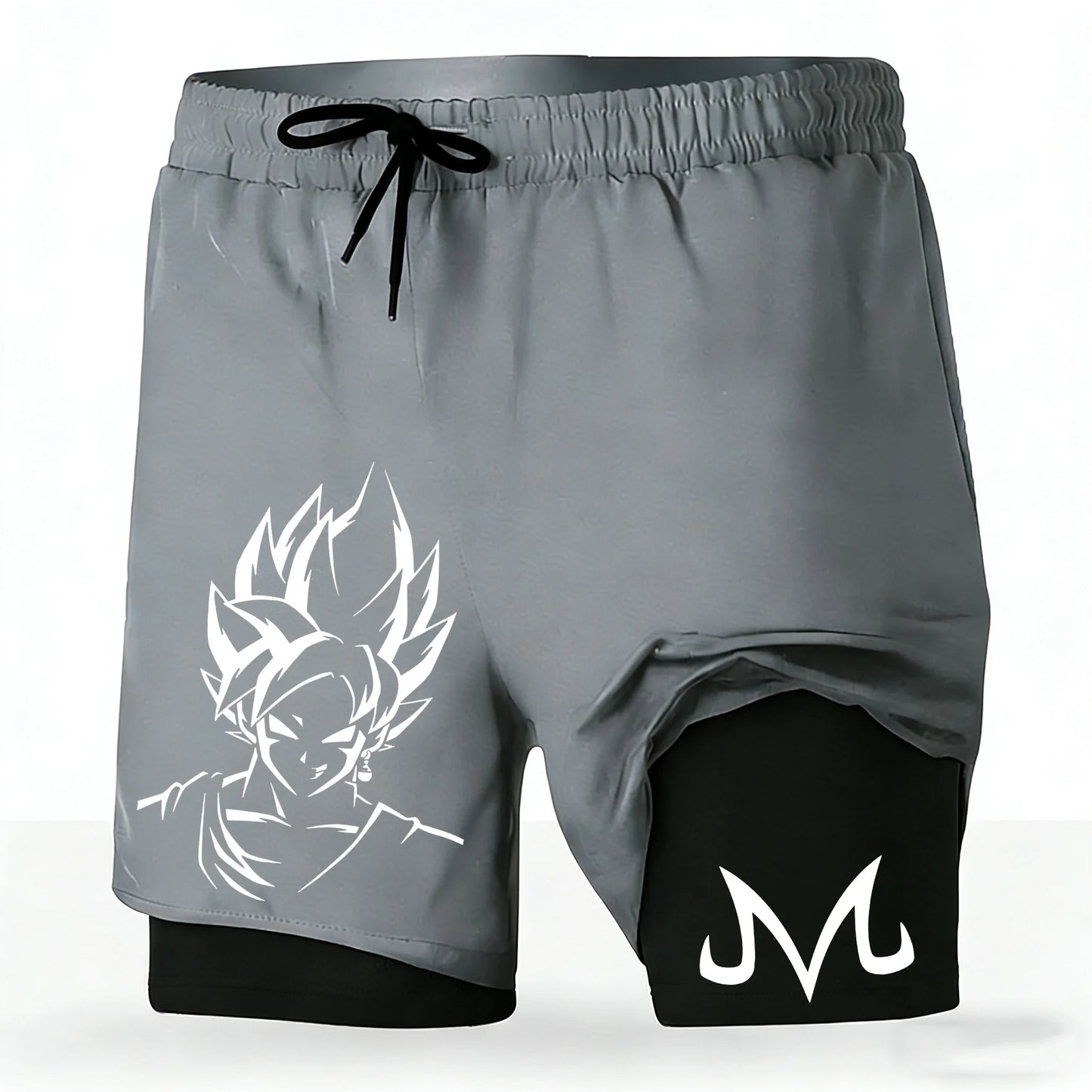 Men's Dragon Ball Anime 2-in-1 Running Shorts Majin Vegeta Print Quick Dry Athletic Workout Shorts 2026 New Unisex