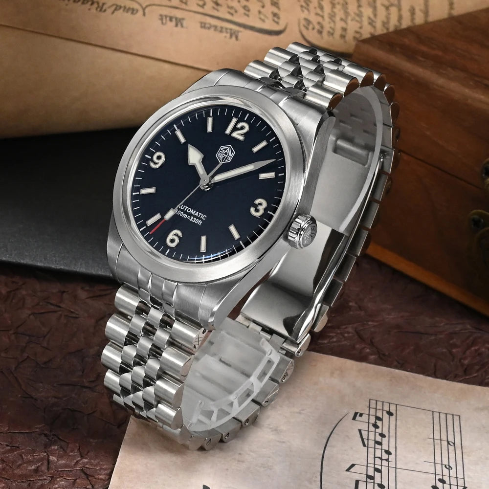 San Martin 38mm Men's Sport Watch Fashion Luxury Explore Climbing Automatic Mechanical Sapphire Waterproof 5 Links Bracelet BGW-9