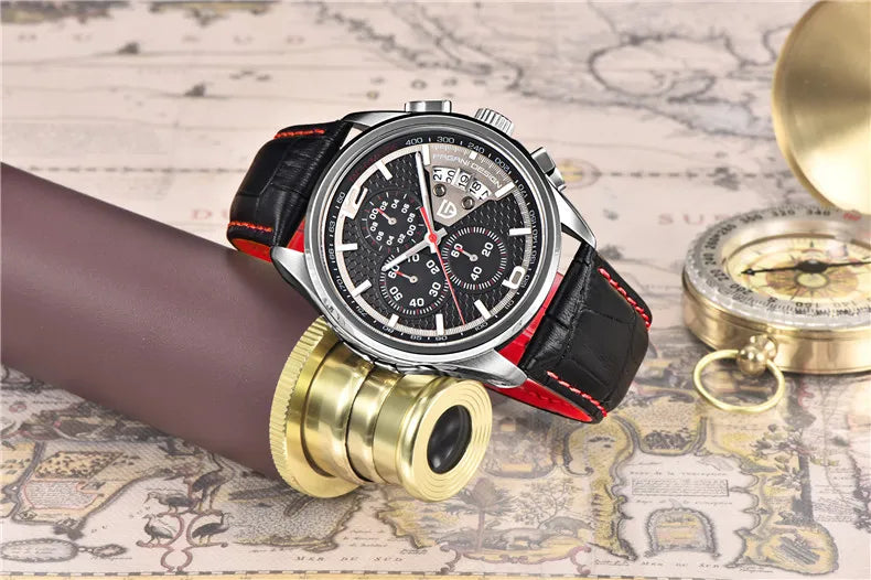 Orologio cronografo PAGANI DESIGN da uomo al quarzo multifunzione, stile militare da pilota