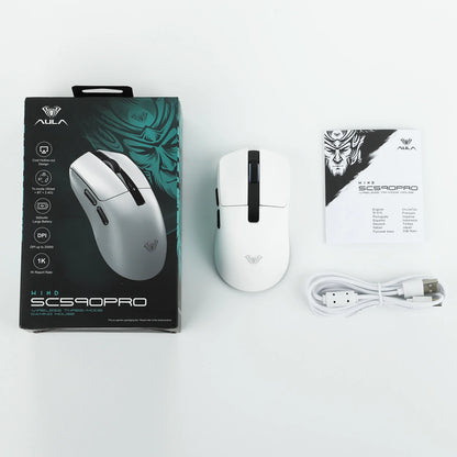 AULA SC590 PRO kablet/Bluetooth/2.4GHz trådløs gamingmus 20000 DPI og PAW3311-sensor med 1000 polling rate til Win/Mac/gaming