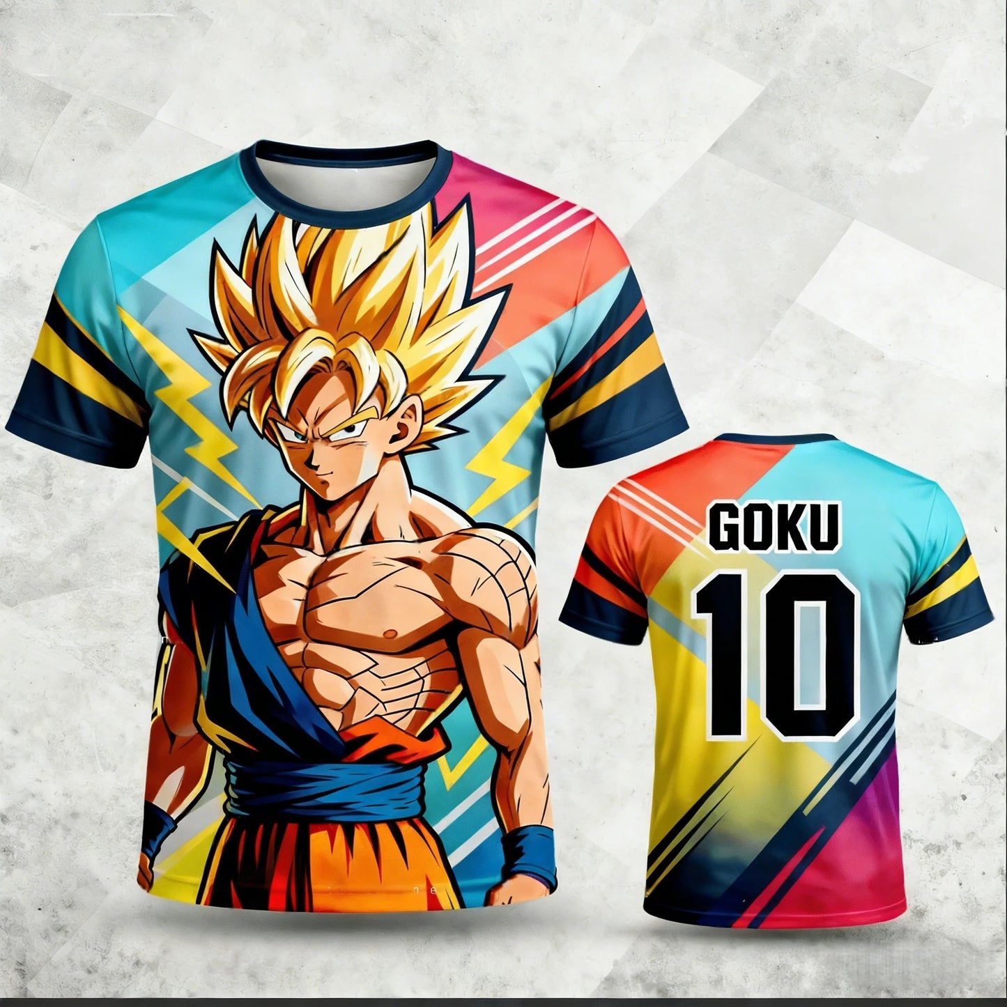 Summer 2026Dragon Ball Wukong "Super Saiya" No. 10 Football Theme 3D Printed Breathable Quick Dry T-shirt Adult Parent-child Top