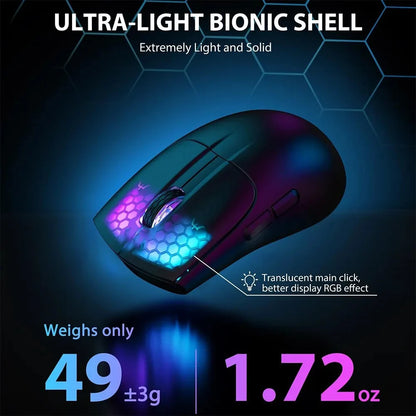 ATTACK SHARK X5 49g wireless Gaming Mouse,Bluetooth Tri-mode,PixArt Optical Sensor for PC/MAC/Wins