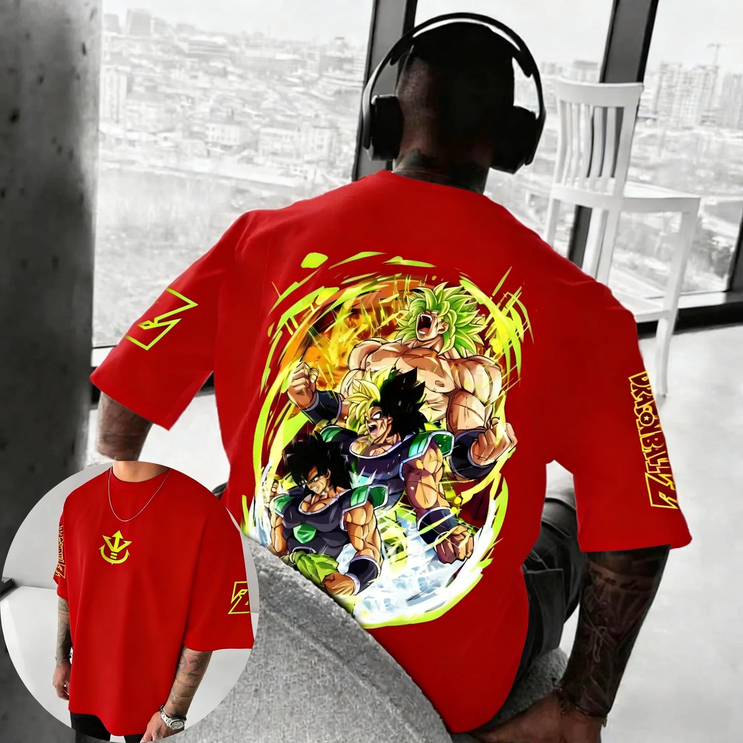 Dragon Ball Anime Pure Cotton T-shirt Summer New Broli Co Branded Men's and Women's Harajuku Hip Hop Casual Short Sleeve Top