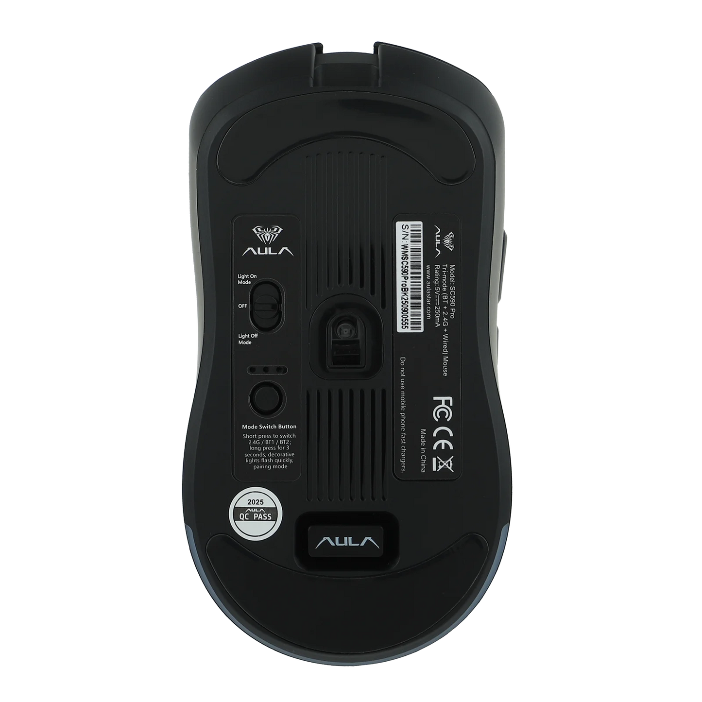 AULA SC590 PRO kablet/Bluetooth/2.4GHz trådløs gamingmus 20000 DPI og PAW3311-sensor med 1000 polling rate til Win/Mac/gaming