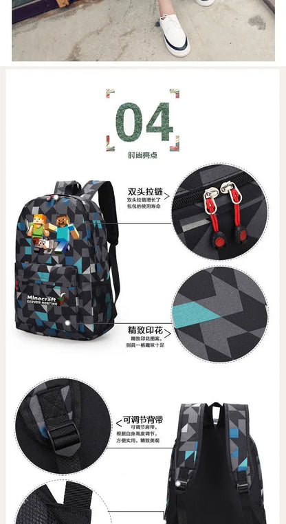 Minecraft Enderman Creeper Graphic Printed Backpack Large Capacity Lightweight Fashion Casual For Daily Travel Outdoor Leisure