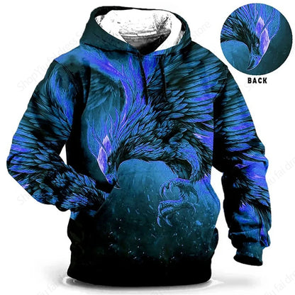 Vintage Hoodies For Men Wolf Bee Animal Pattern 3D Print Hoodie Men Fashion Hoodie Sweatshirt Boy Coat Women Sweat 6XL Tracksuit