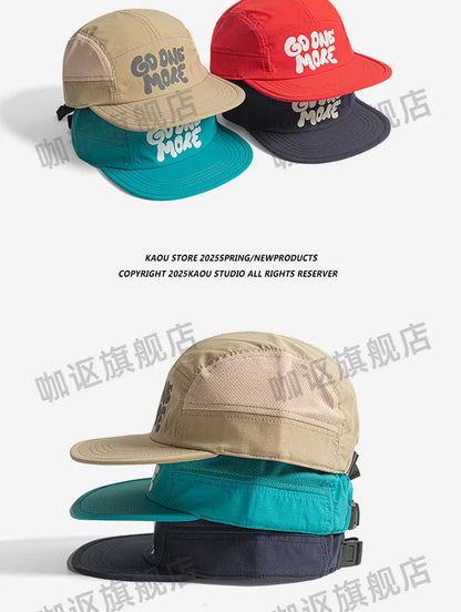 Summer quick-dry baseball cap, retro flat brim, unisex, sun protection, sports mesh cap, trendy