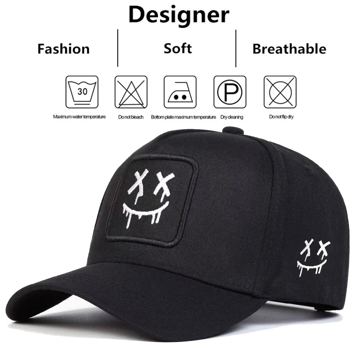 Unisex XX Smiling Face Embroidery Baseball Caps Spring Autumn Outdoor Adjustable Casual Hats Sunscreen Hat Sports Cap