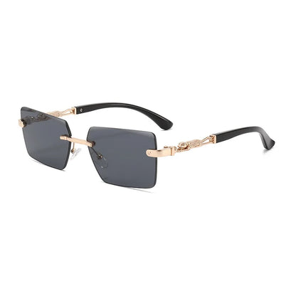 Occhiali da sole rettangolari senza montatura alla moda per donna e uomo, occhiali da sole di lusso, occhiali da sole quadrati per donna e uomo, occhiali da spiaggia e da viaggio
