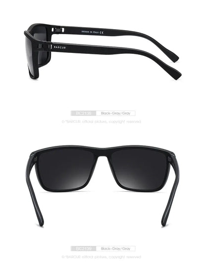 BARCUR Design TR90 Sunglasses Men Polarized Light Weight Sports Sun Glasses Women Eyewear Accessory Oculos UVAB Protection