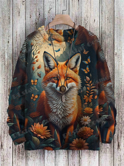 PLstar Cosmos retro pullover med drage- og hjortekunstmønster, 3D-printet strikpullover til mænd, vinter, unisex, casual striktrøje ZZM118