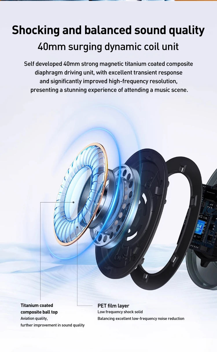 Auriculares inalámbricos Bluetooth con cancelación de ruido 1MORE SonoFlow S, ANC de 42dB, audio Hi-Res, autonomía de 90H, diseño supraaural