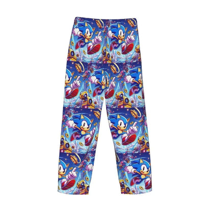 Custom Print Men's Soniced Pajama Pants Hedgehog Game Sleepwear Sleep Lounge Bottoms with Pockets