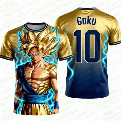Dragon Ball Son Goku Cartoon Jersey Personality 2D Summer Quick Drying T-shirt Short Sleeve Top Animation Peripheral Wholesale