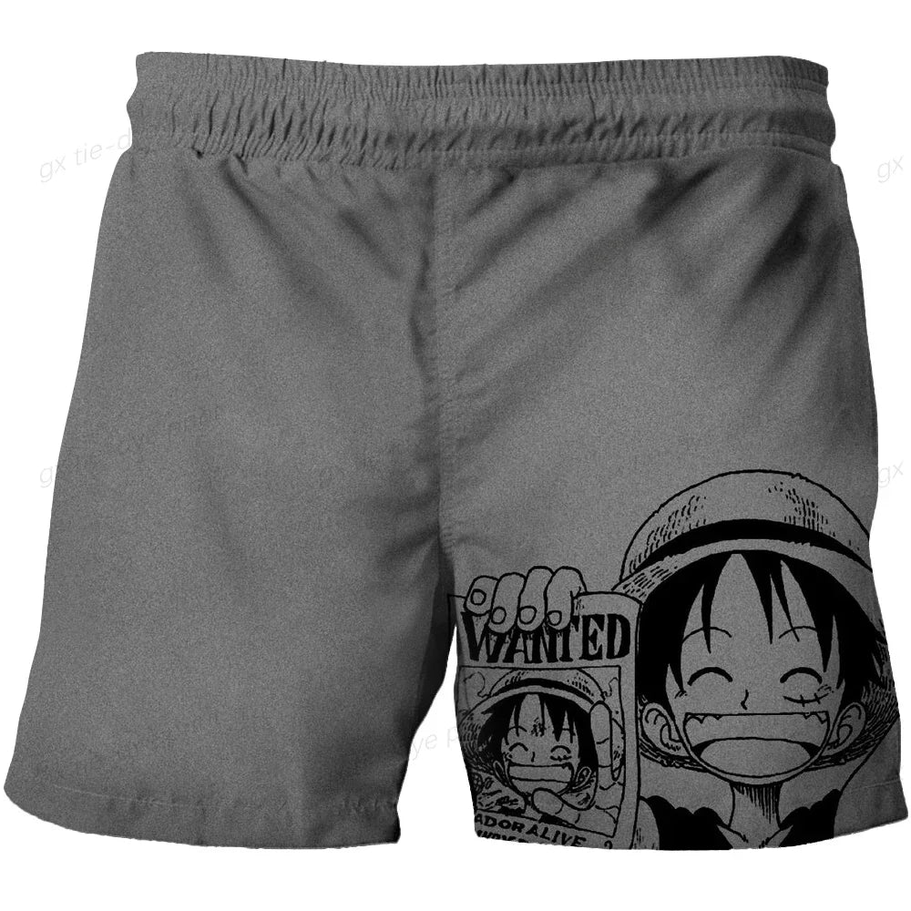 One Piece Harajuku Style Shorts With Hood 2023 Luffy 3D Swimming Shorts Running Tank Top Men Cartoon Shorts Trend Hot Sale