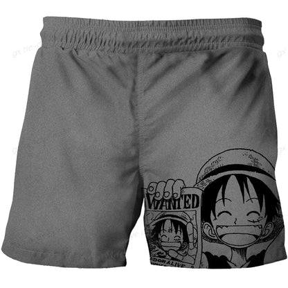 One Piece Harajuku Style Shorts With Hood 2023 Luffy 3D Swimming Shorts Running Tank Top Men Cartoon Shorts Trend Hot Sale